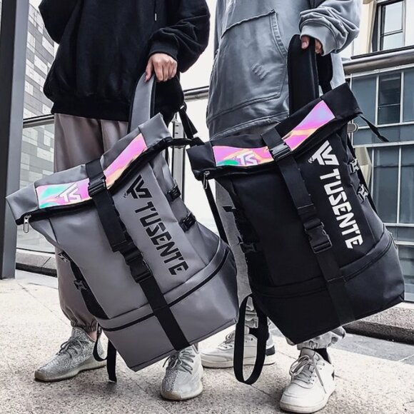 NEW! Large Storage Stylish Roll Top Backpack Gym Bag Travel Bag for Men or Women - Picture 2 of 11